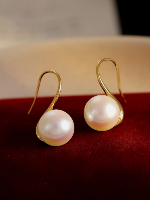 16 karat gold [colorful  shell beads] Brass Imitation Pearl Geometric Minimalist Hook Earring